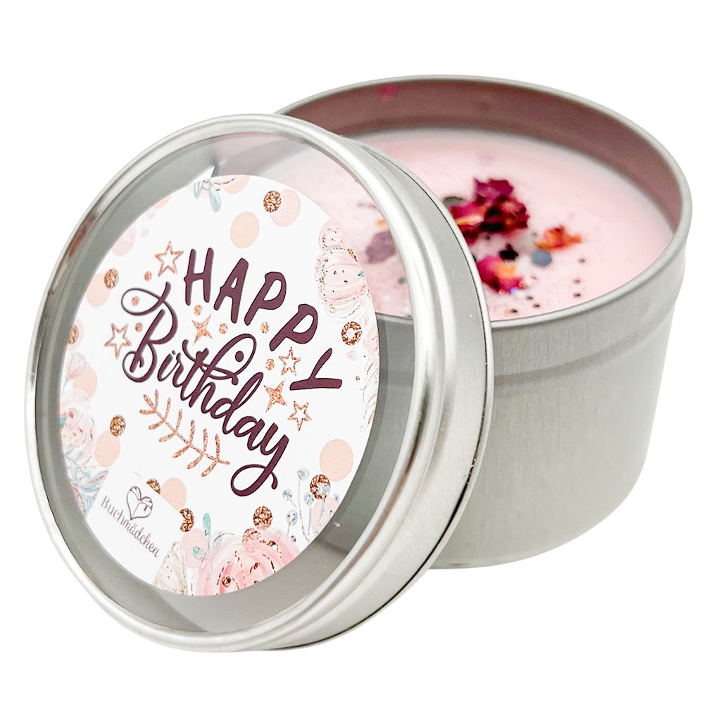 Kerze in Dose »Happy Birthday«