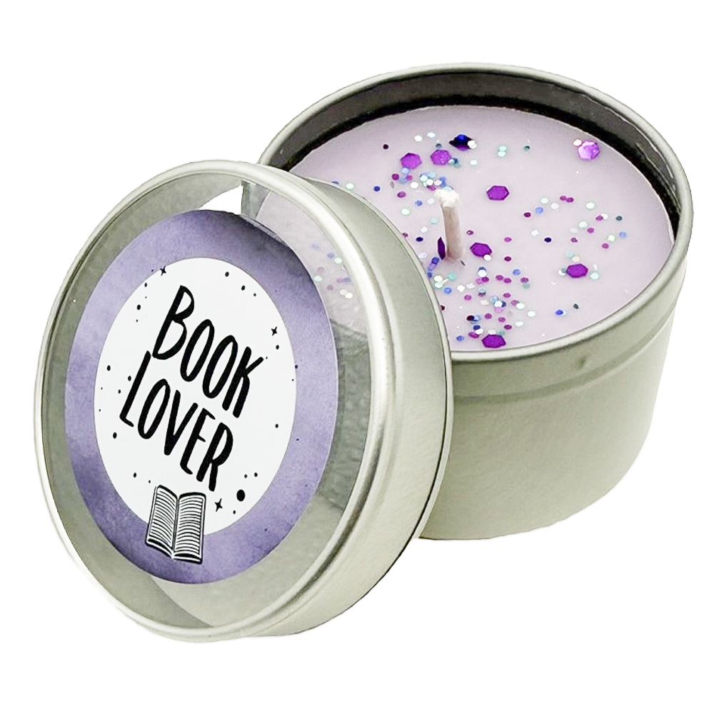 Kerze in Dose »Booklover lila«