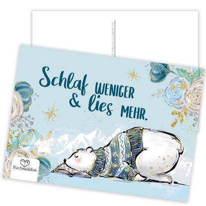 Postkarte »Schlaf weniger und lies mehr«