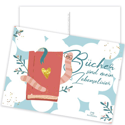 Postkarte »Bücherwurm«