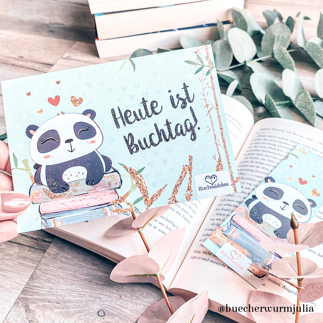 Glitzer Postkarte »Heute ist Buchtag«