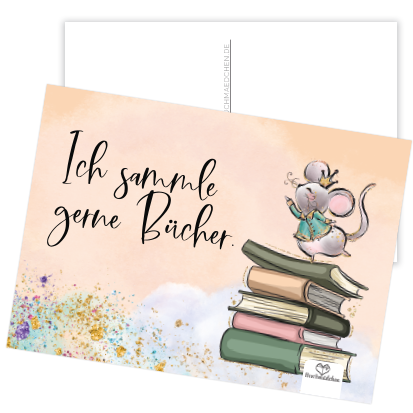 Postkarte »Ich sammle gerne Bücher«