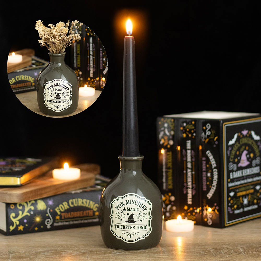 Zaubertrankflasche und Kerzenhalter »For Mischief and Magic«