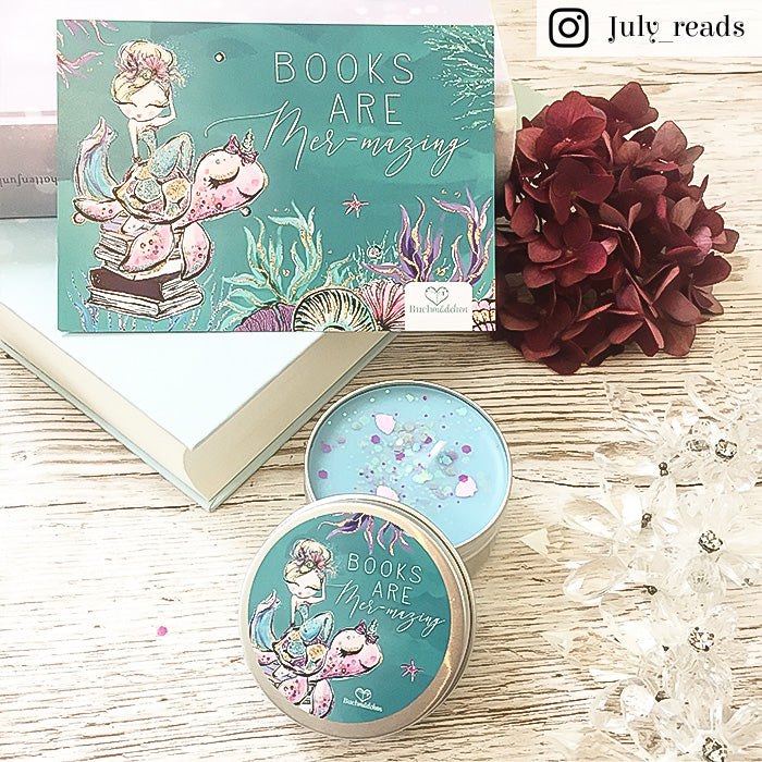 Glitzer Postkarte »Books are mer-mazing«