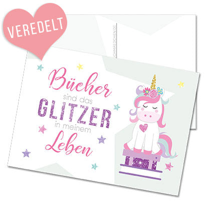 Glitzer Postkarte »Bücher sind das Glitzer in meinem Leben«