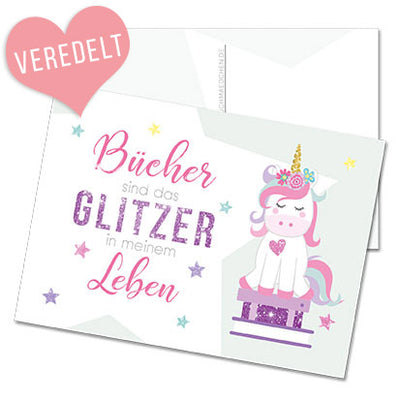 Glitzer Postkarte »Bücher sind das Glitzer in meinem Leben«