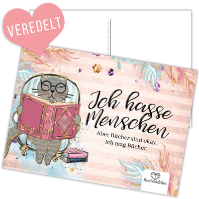 Glitzer Postkarte »Ich hasse Menschen«