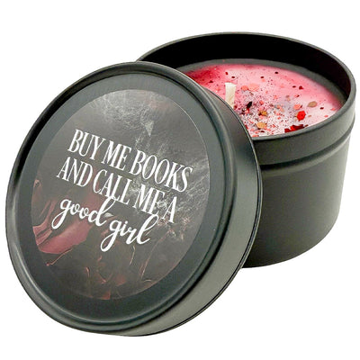 Kerze in Dose »Buy me books«