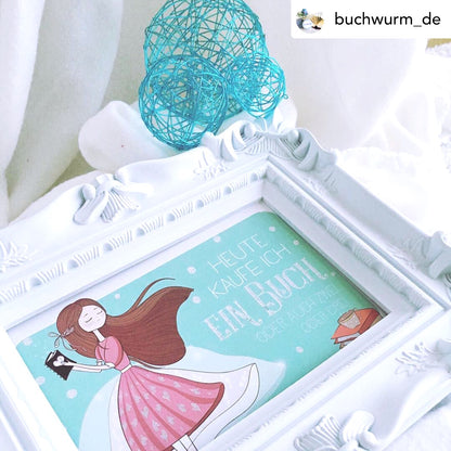 Glitzer Postkarte »Heute kaufe ich ein Buch«