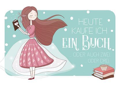 Glitzer Postkarte »Heute kaufe ich ein Buch«