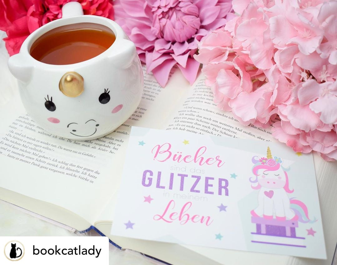 Glitzer Postkarte »Bücher sind das Glitzer in meinem Leben«