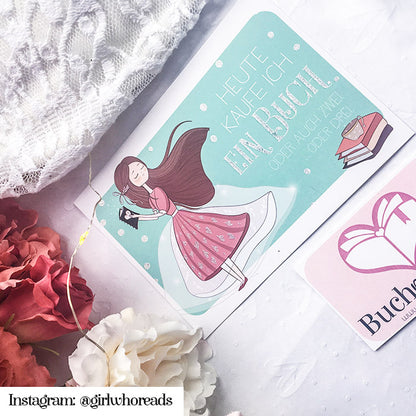 Glitzer Postkarte »Heute kaufe ich ein Buch«