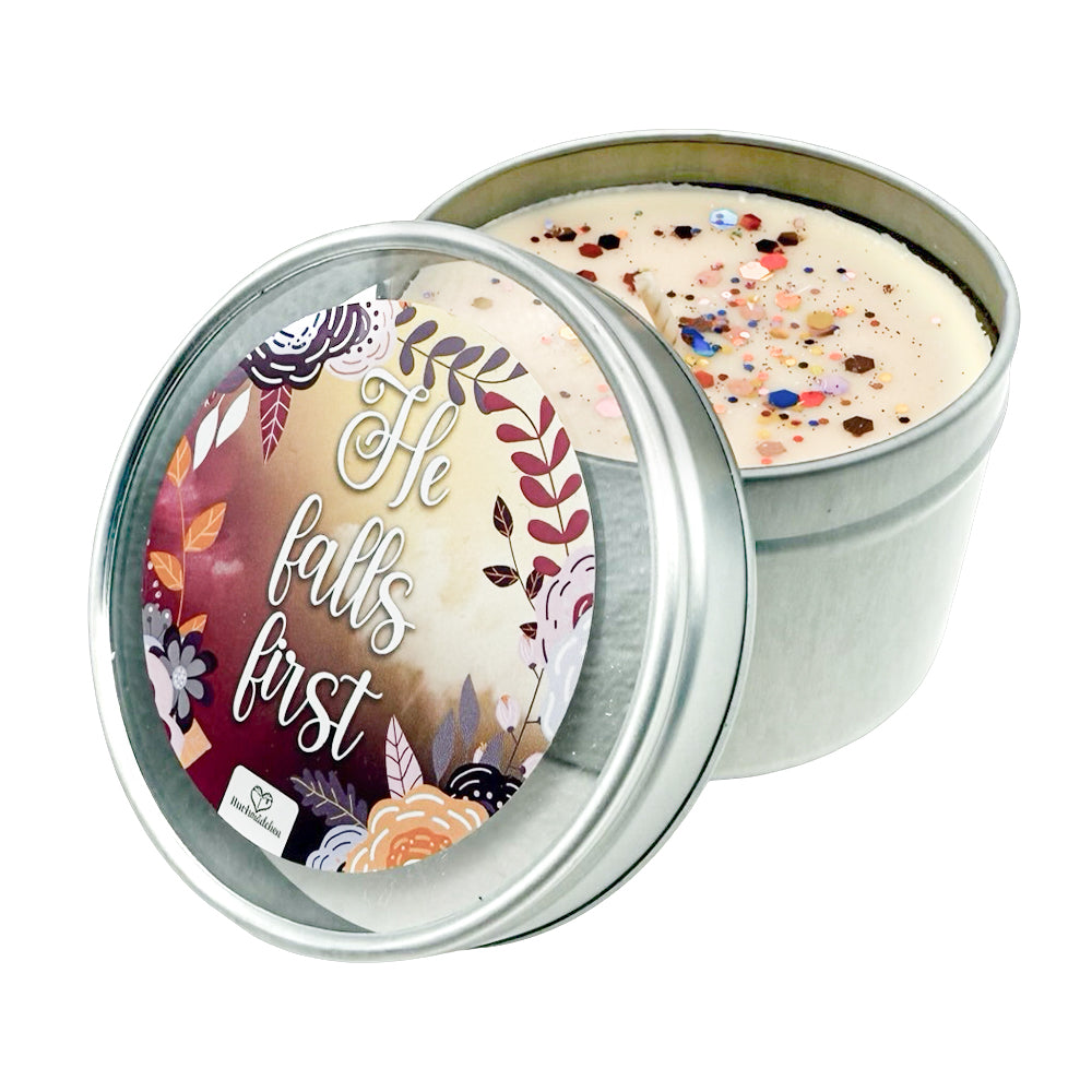 Kerze in Dose »He falls first«