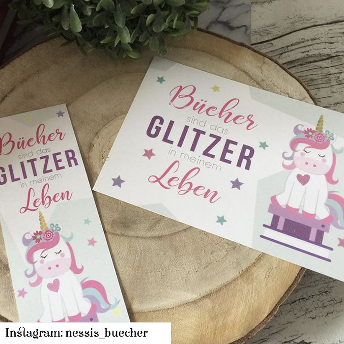 Glitzer Postkarte »Bücher sind das Glitzer in meinem Leben«