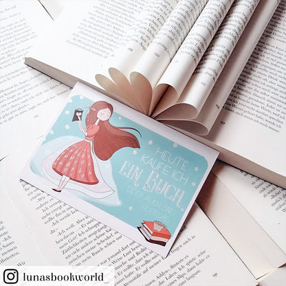 Glitzer Postkarte »Heute kaufe ich ein Buch«