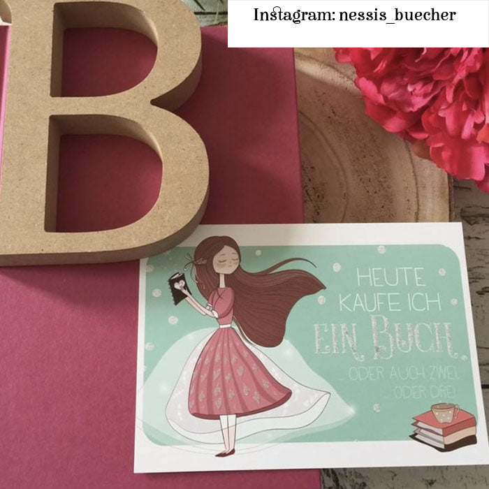 Glitzer Postkarte »Heute kaufe ich ein Buch«