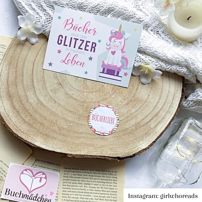 Glitzer Postkarte »Bücher sind das Glitzer in meinem Leben«