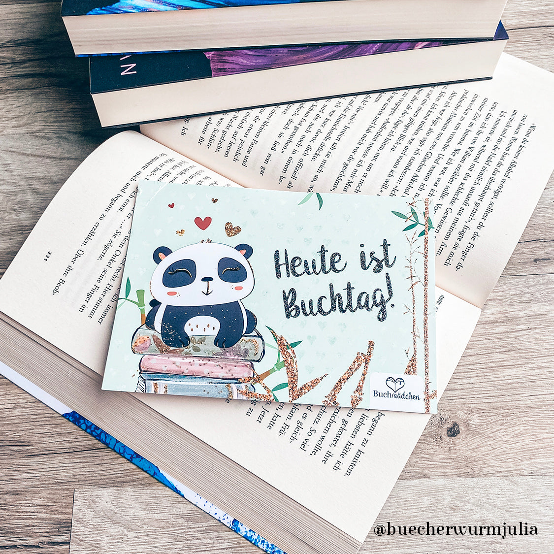 Glitzer Postkarte »Heute ist Buchtag«