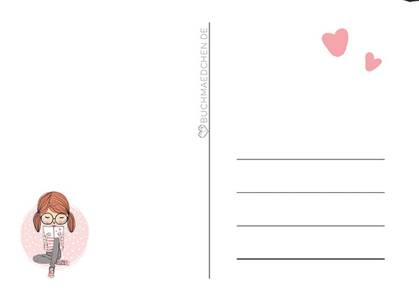 Glitzer Postkarte »Buchmädchen«