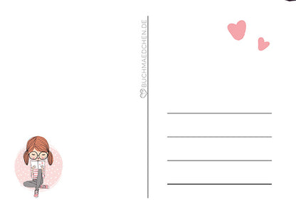 Glitzer Postkarte »Buchmädchen«