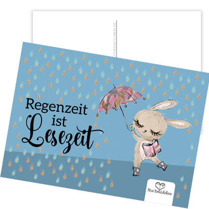 Postkarte »Regenzeit ist Lesezeit«