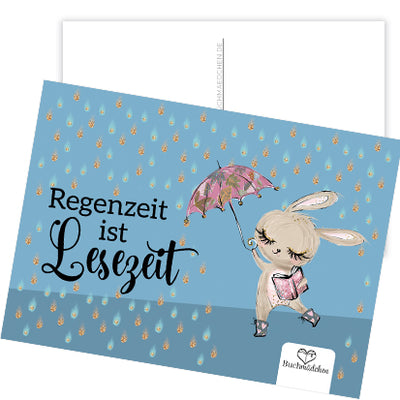 Postkarte »Regenzeit ist Lesezeit«