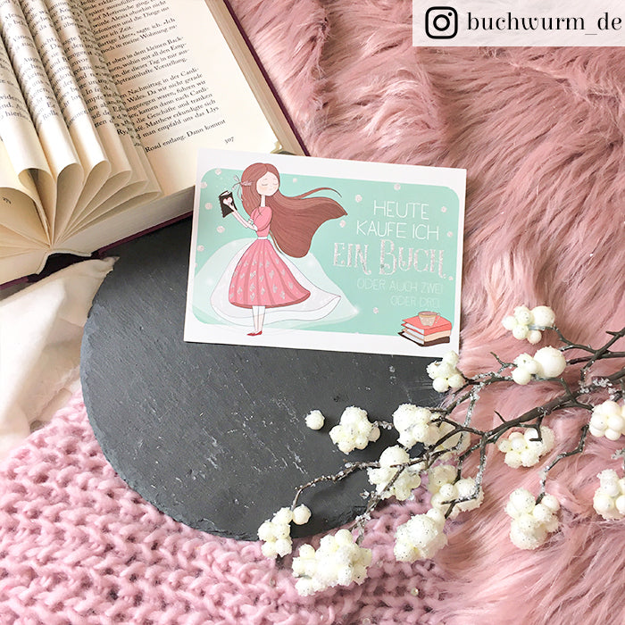 Glitzer Postkarte »Heute kaufe ich ein Buch«