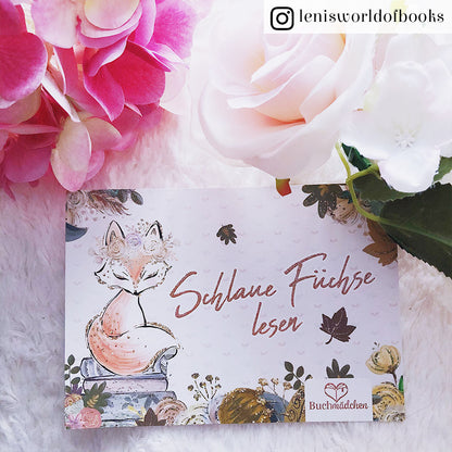 Glitzer Postkarte »Schlaue Füchse lesen«