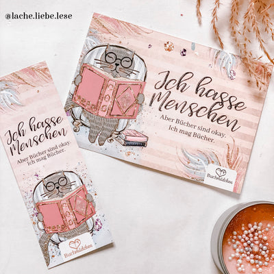 Glitzer Postkarte »Ich hasse Menschen«