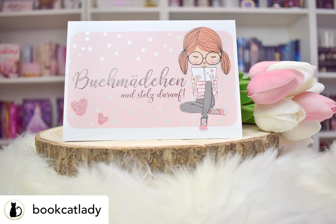 Glitzer Postkarte »Buchmädchen«