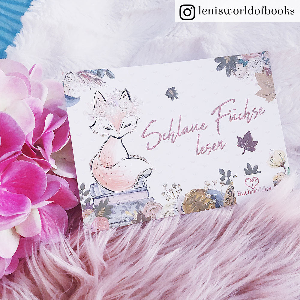 Glitzer Postkarte »Schlaue Füchse lesen«