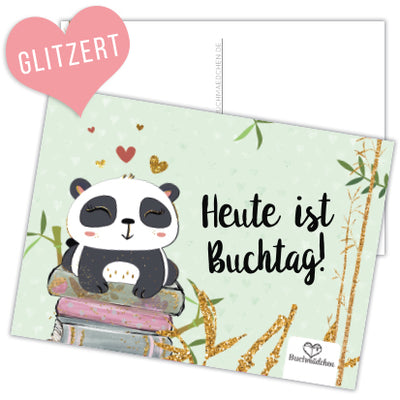 Glitzer Postkarte »Heute ist Buchtag«