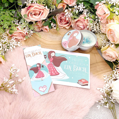 Glitzer Postkarte »Heute kaufe ich ein Buch«