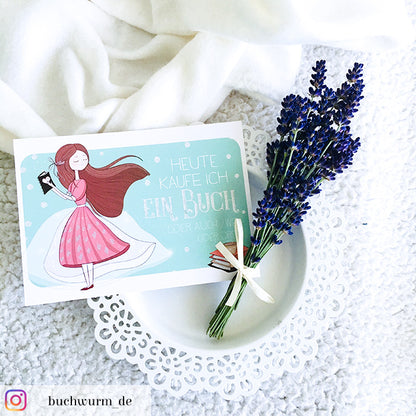 Glitzer Postkarte »Heute kaufe ich ein Buch«
