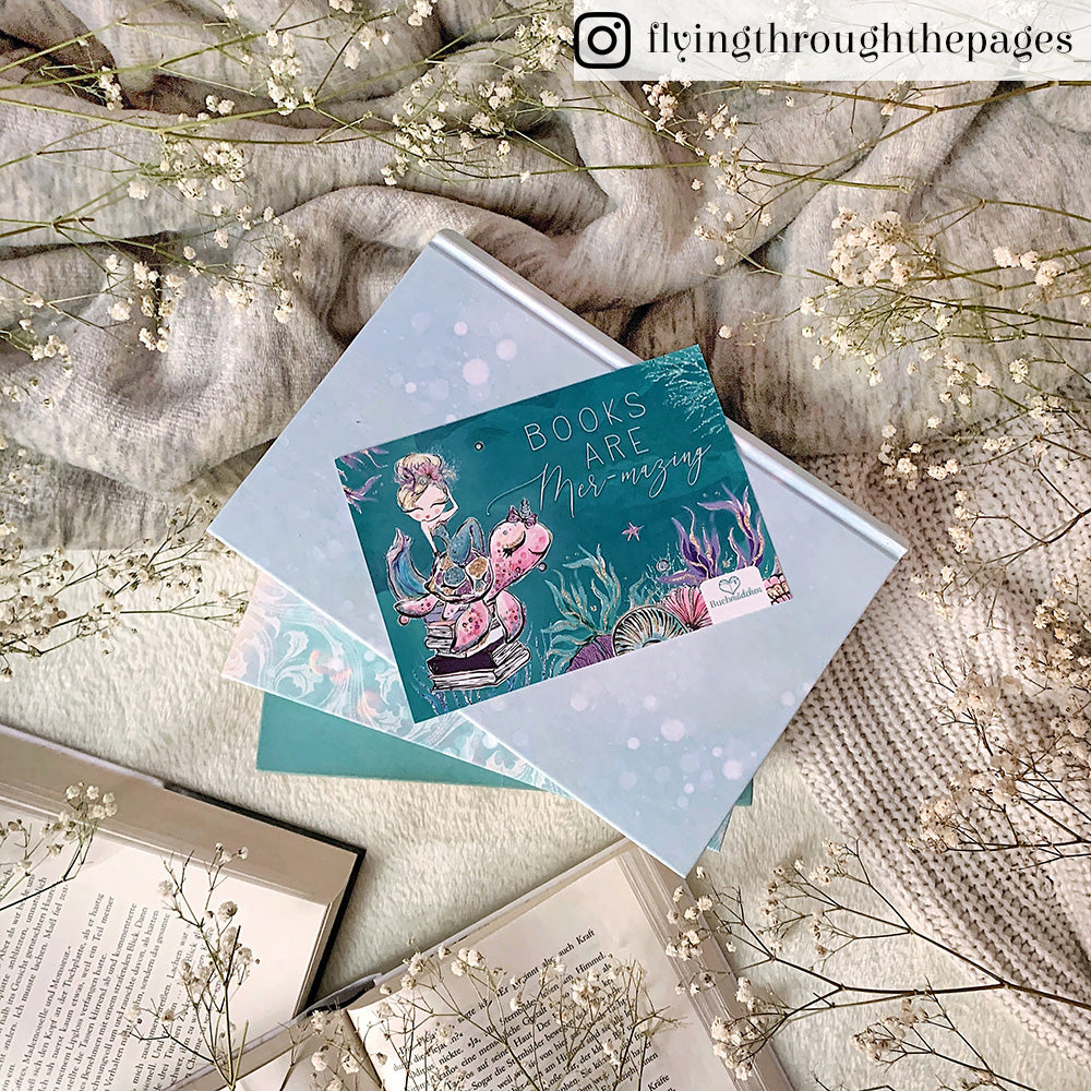 Glitzer Postkarte »Books are mer-mazing«