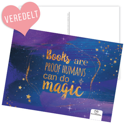 Glitzer Postkarte »Books are proof«