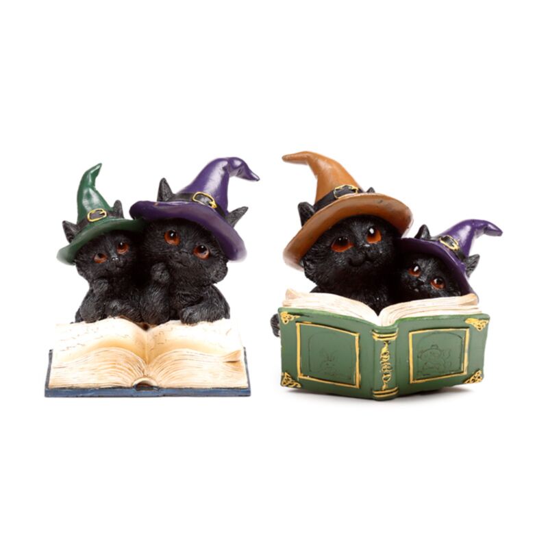 Dekofigur Witches Black Cat Katzen-Duo mit Zauberbuch