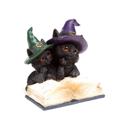 Dekofigur Witches Black Cat Katzen-Duo mit Zauberbuch
