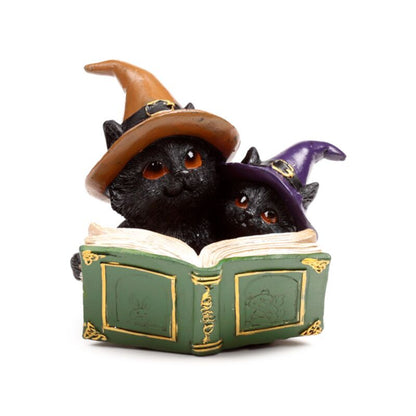 Dekofigur Witches Black Cat Katzen-Duo mit Zauberbuch