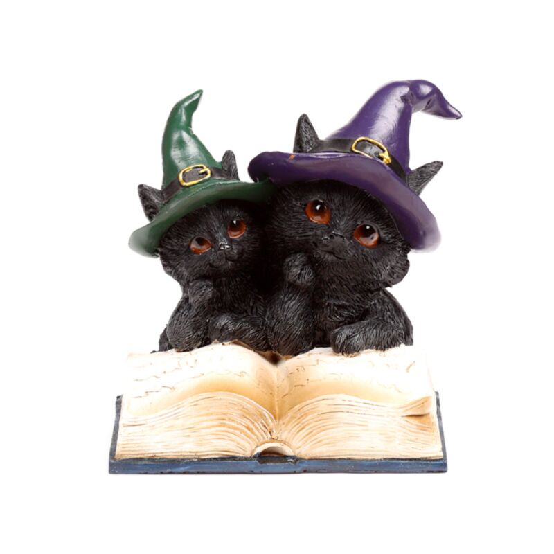 Dekofigur Witches Black Cat Katzen-Duo mit Zauberbuch