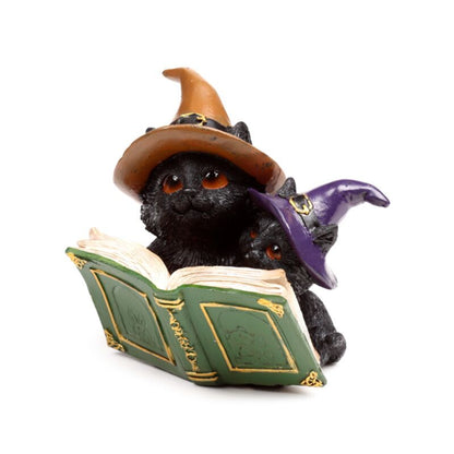 Dekofigur Witches Black Cat Katzen-Duo mit Zauberbuch