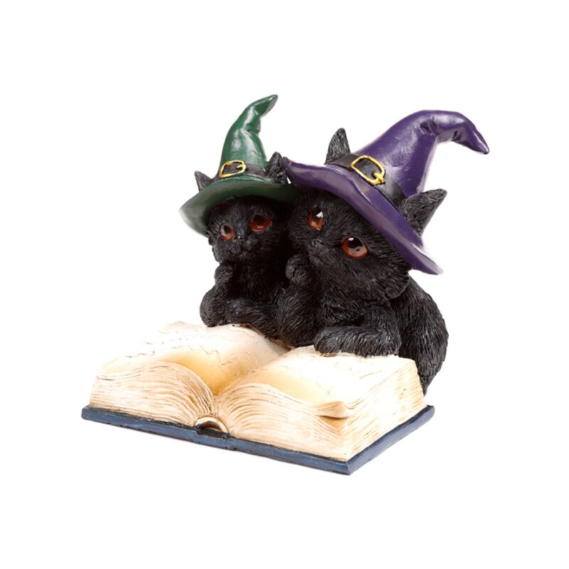 Dekofigur Witches Black Cat Katzen-Duo mit Zauberbuch