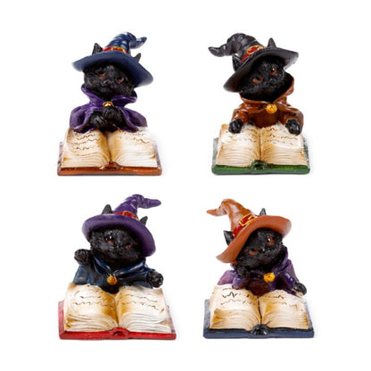 Dekofigur Witches Black Cat Katze mit Zauberbuch