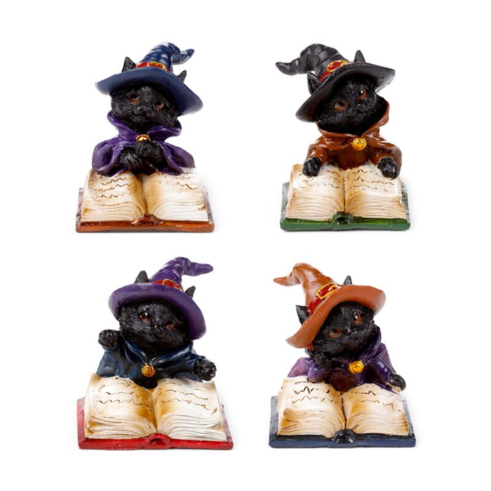 Dekofigur Witches Black Cat Katze mit Zauberbuch