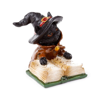 Dekofigur Witches Black Cat Katze mit Zauberbuch