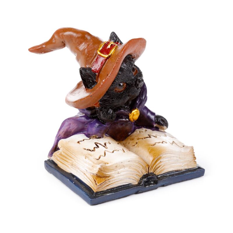 Dekofigur Witches Black Cat Katze mit Zauberbuch