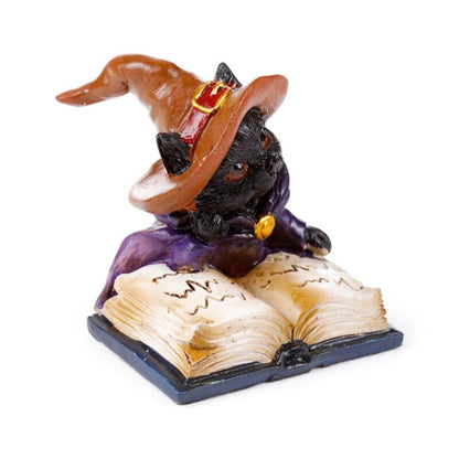 Dekofigur Witches Black Cat Katze mit Zauberbuch