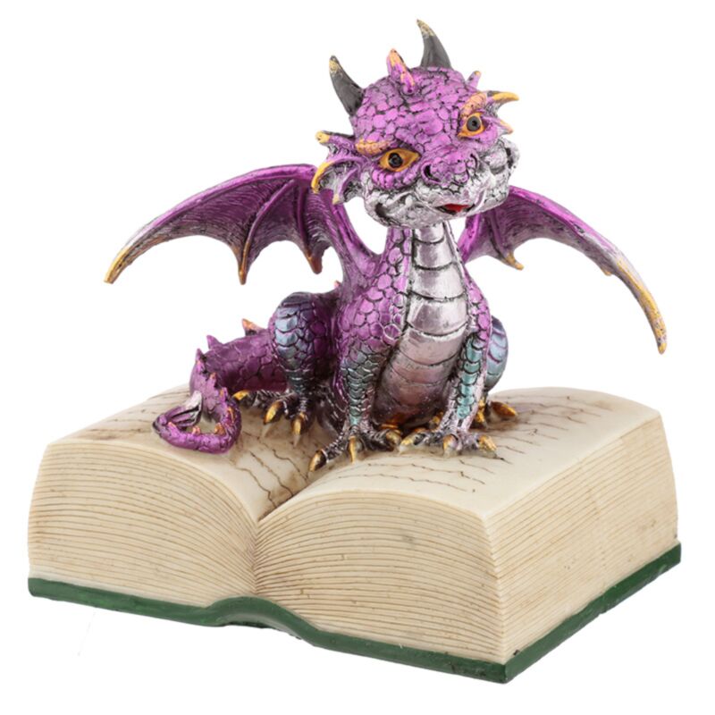 Dekofigur Bookdragon pink