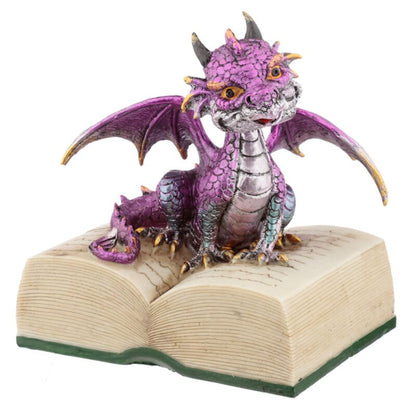 Dekofigur Bookdragon pink