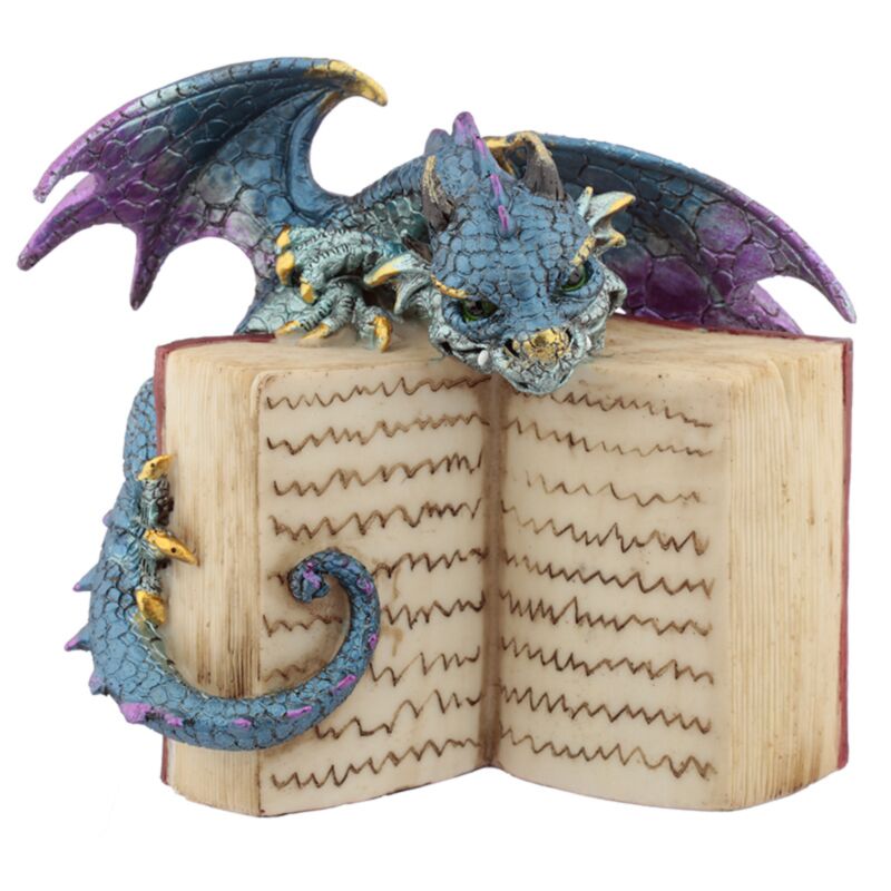 Dekofigur Bookdragon blau